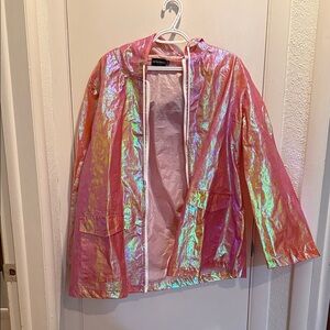 PrettyLittleThing Holographic Pink Raincoat